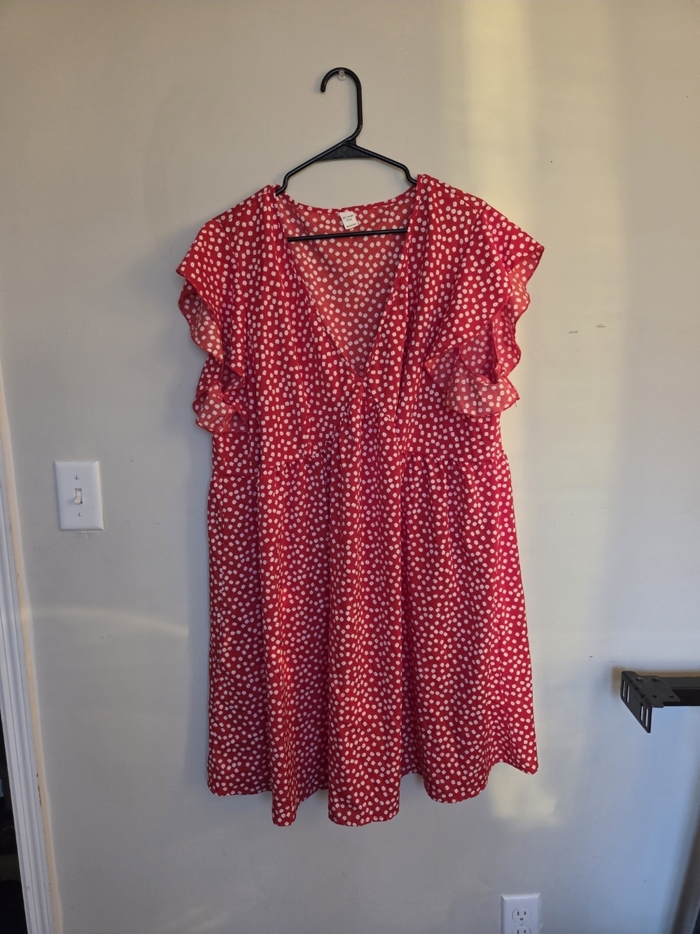 Red Polka Dot Flutter Sleeve Dress